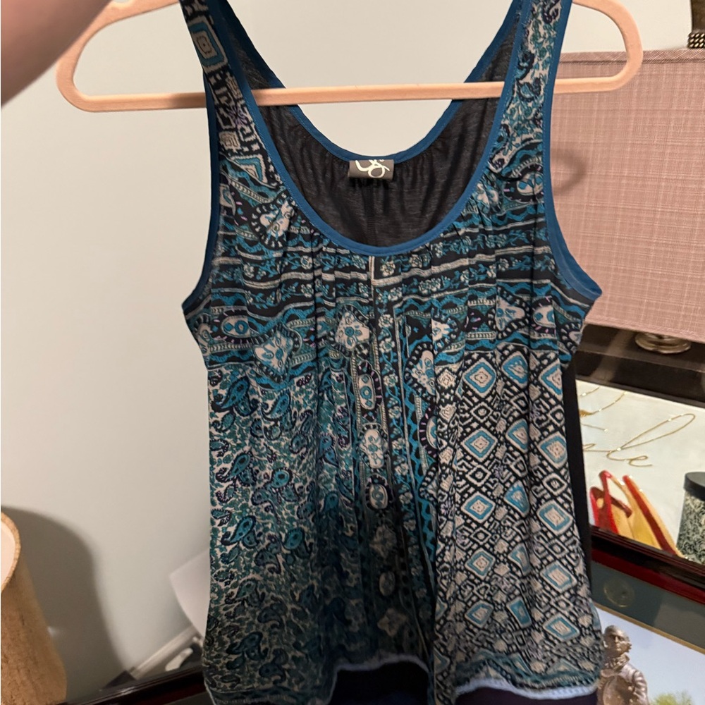 C&C California Blue Geometric Tank Top